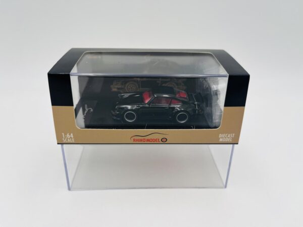 RHINO MODEL 1:64 SINGER TURBO STUDY 930 BLACK WITH RED INTERIOR