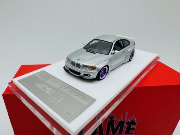 FLAME 1:64 BMW M3 E46 PANDEM ROCKET BUNNY METALLIC SILVER - Image 3