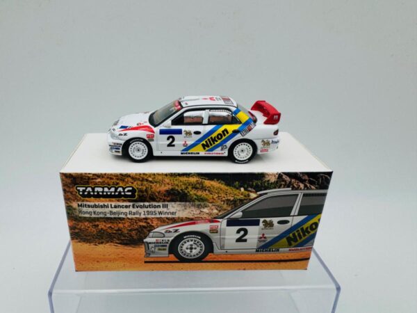 TARMAC WORKS 1:64 MITSUBISHI LANCER EVO III HK-BEIJING RALLY 1995 WINNER