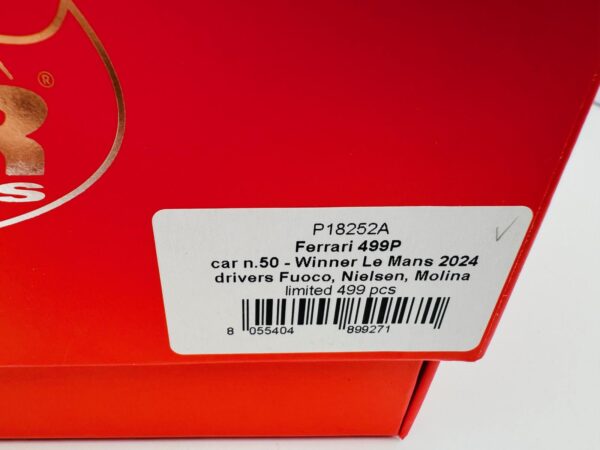 BBR 1:18 FERRARI 499P WINNER LE MANS 2024 N7/499 - Imagen 13
