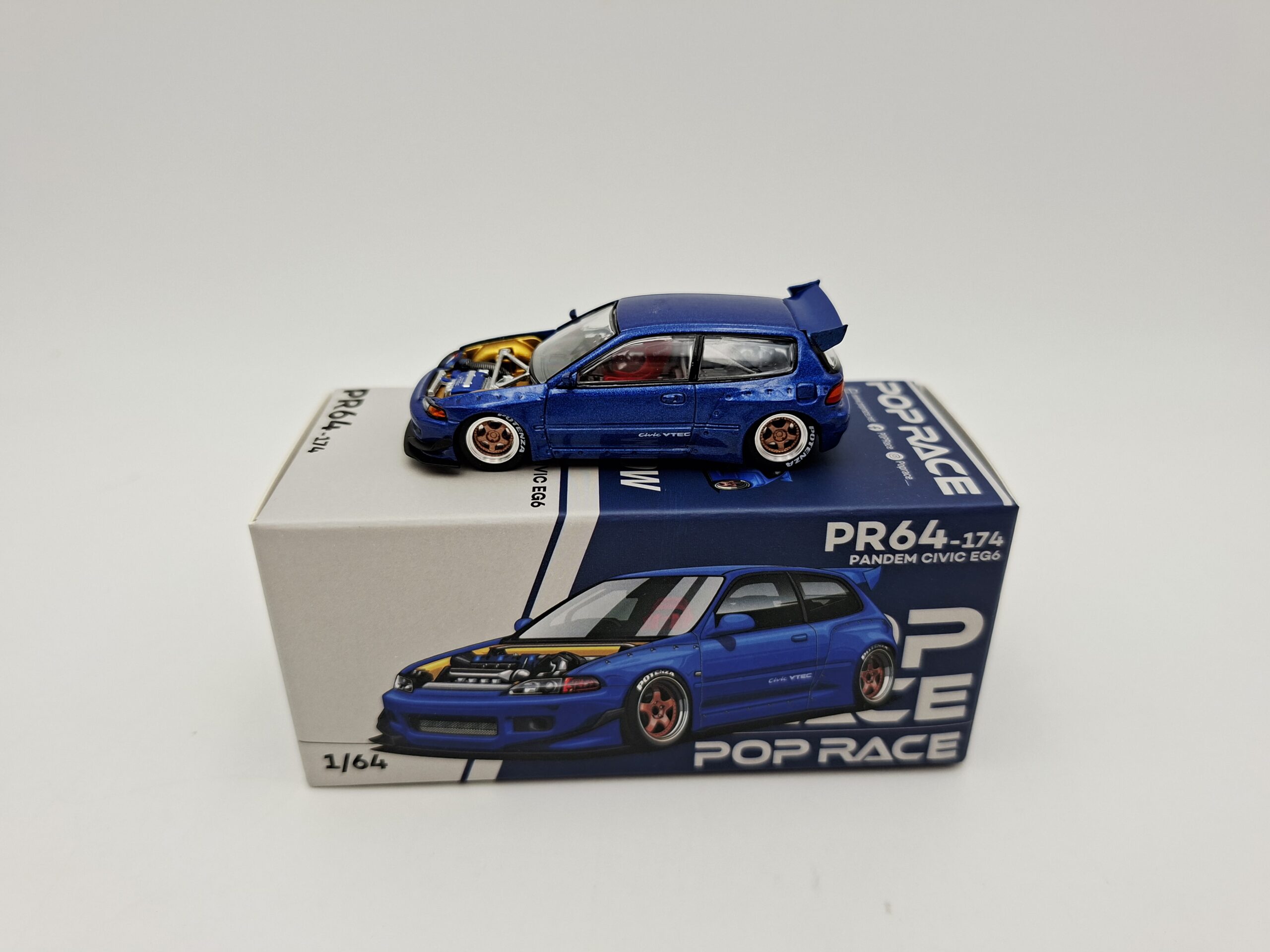 POP RACE 1:64 HONDA CIVIC PANDEM EG6 MATALLIC BLUE NOVEDAD