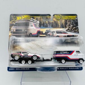HOTWHEELS 1:64 TEAM DMC DELOREAN AND VW RALLY HAULER